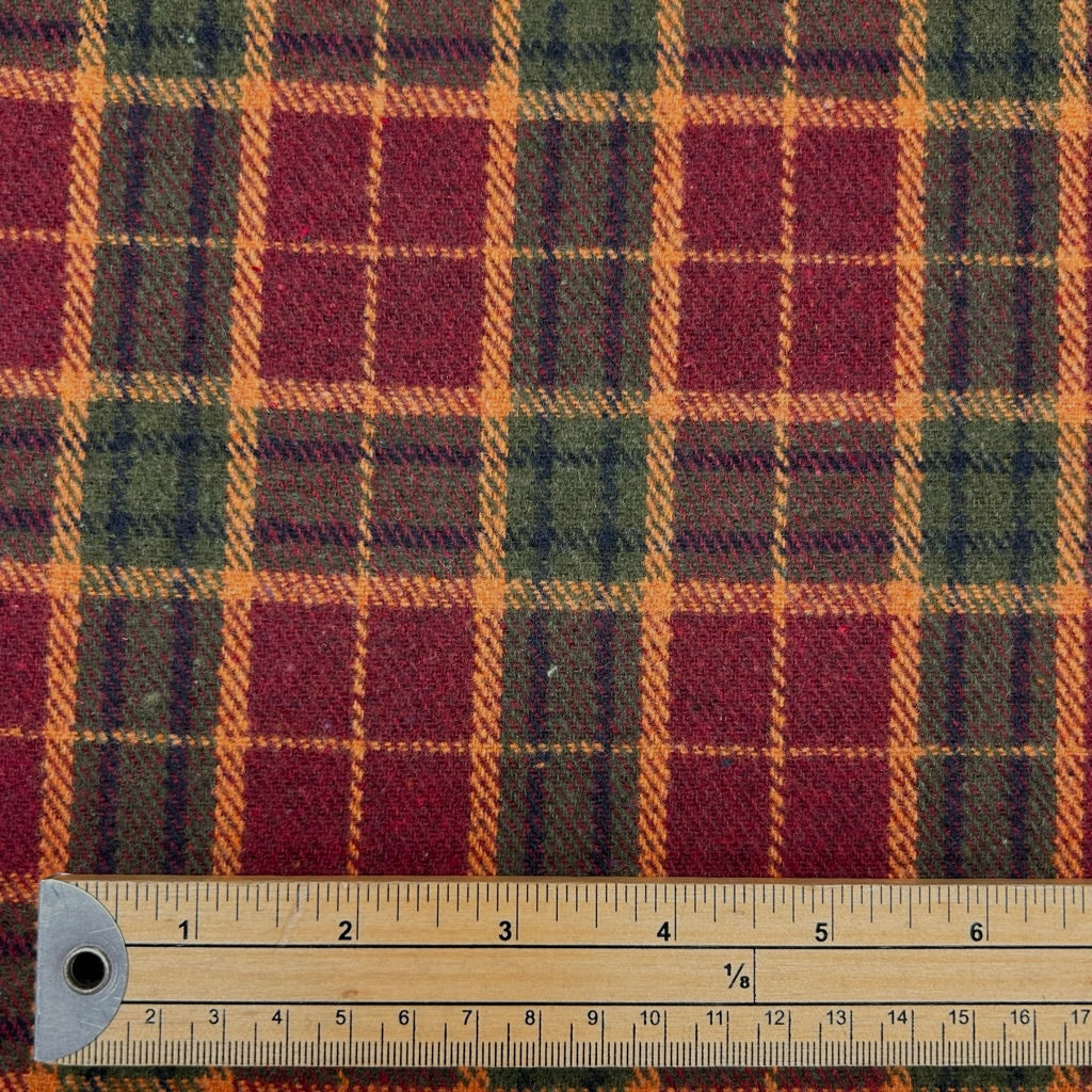Bold Red Check Wool Blend Fabric