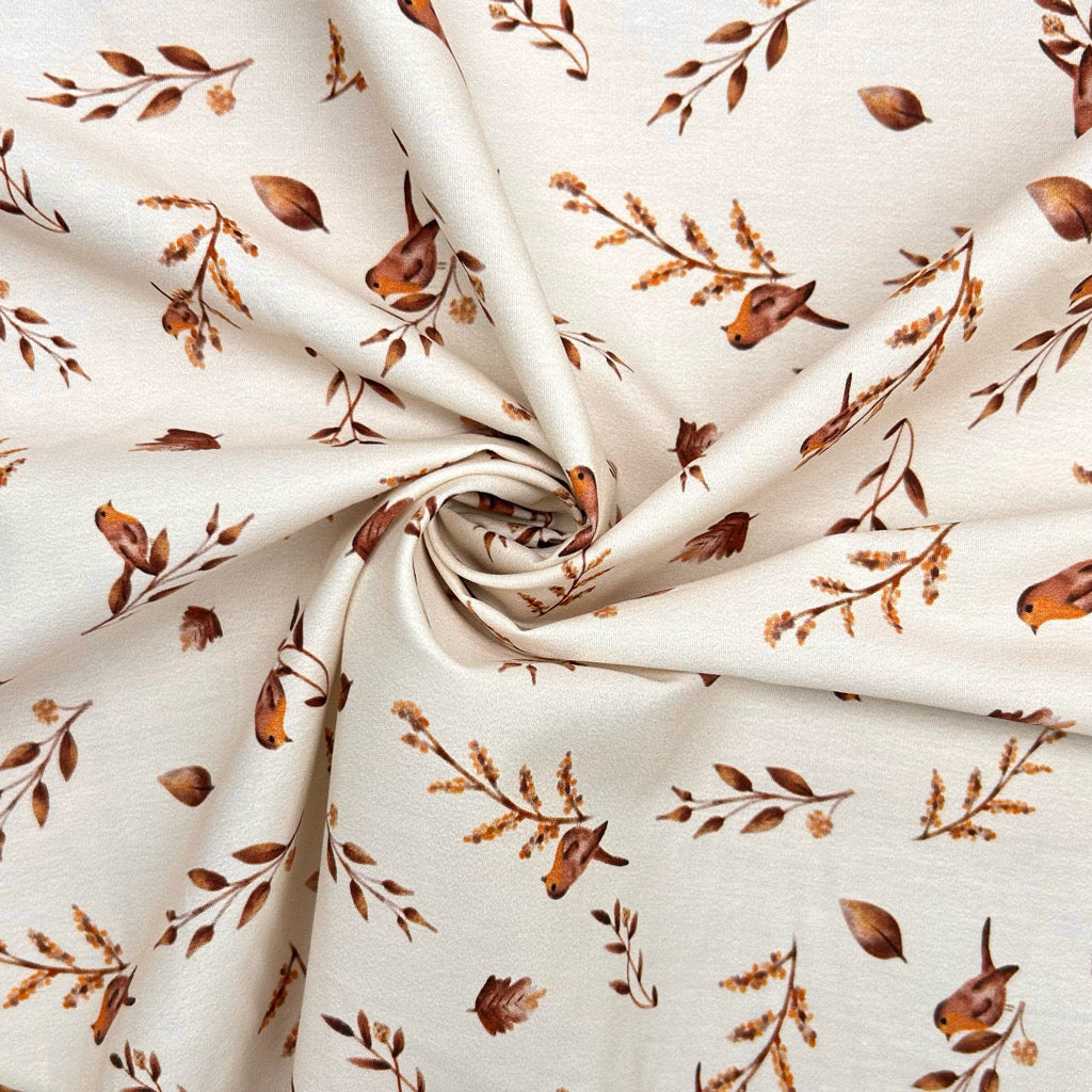 Charming Birds Cotton Poplin Fabric