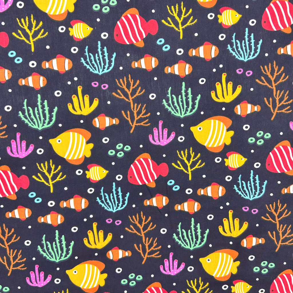 Bubble Fish Polycotton Fabric