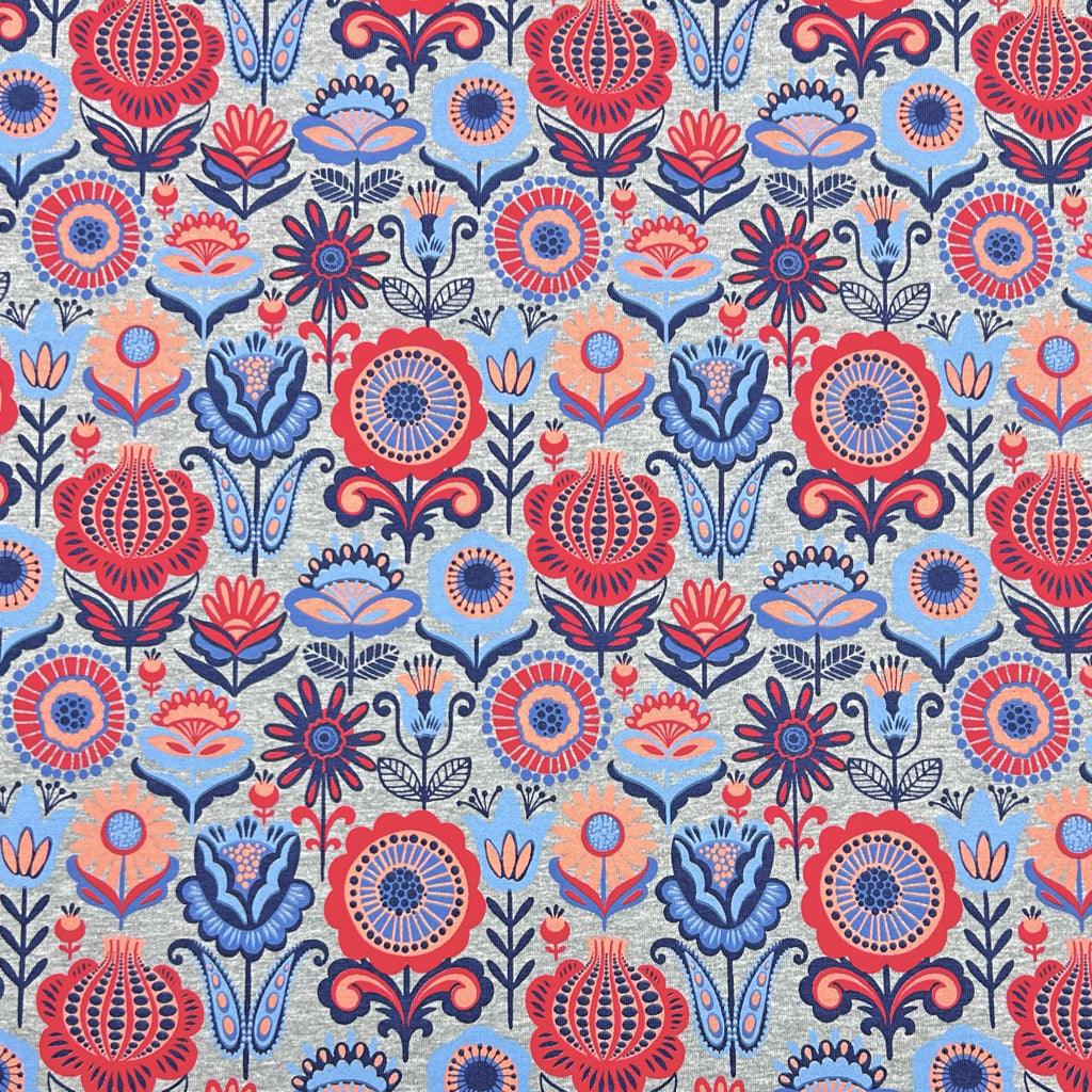 Retro Floral Melange French Terry Fabric - Pound Fabrics