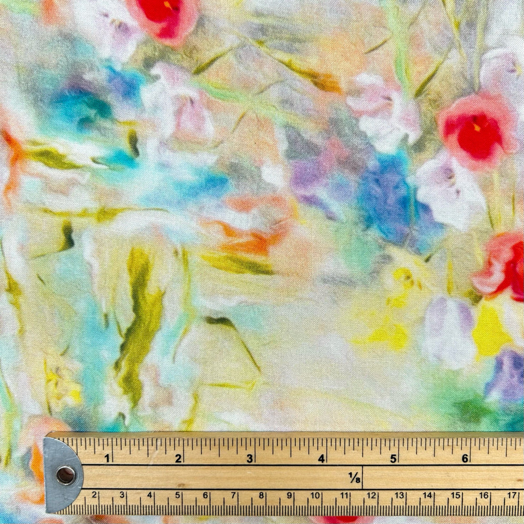 Abstract Blossom Viscose Challis Fabric