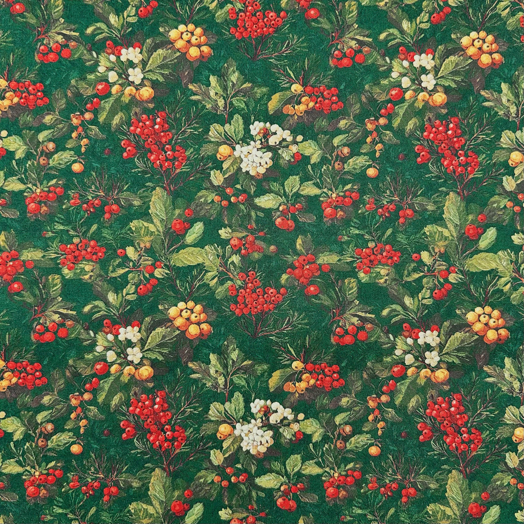 Woodland Berries Christmas Cotton Fabric