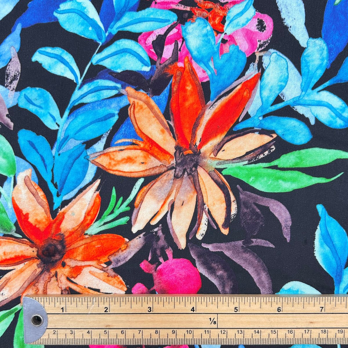 Vibrant Botanical Viscose Satin Fabric