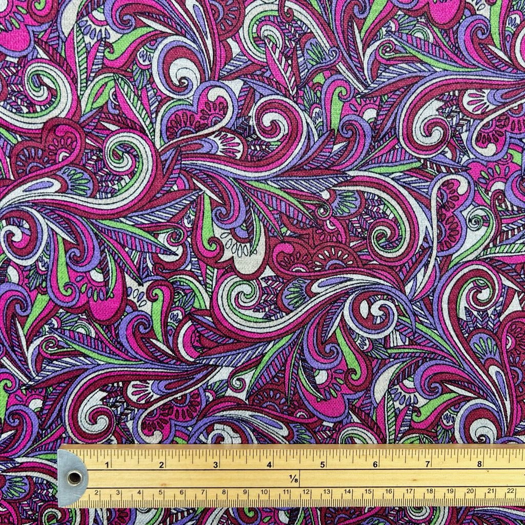 Vintage Paisley Viscose Ponte Roma Fabric
