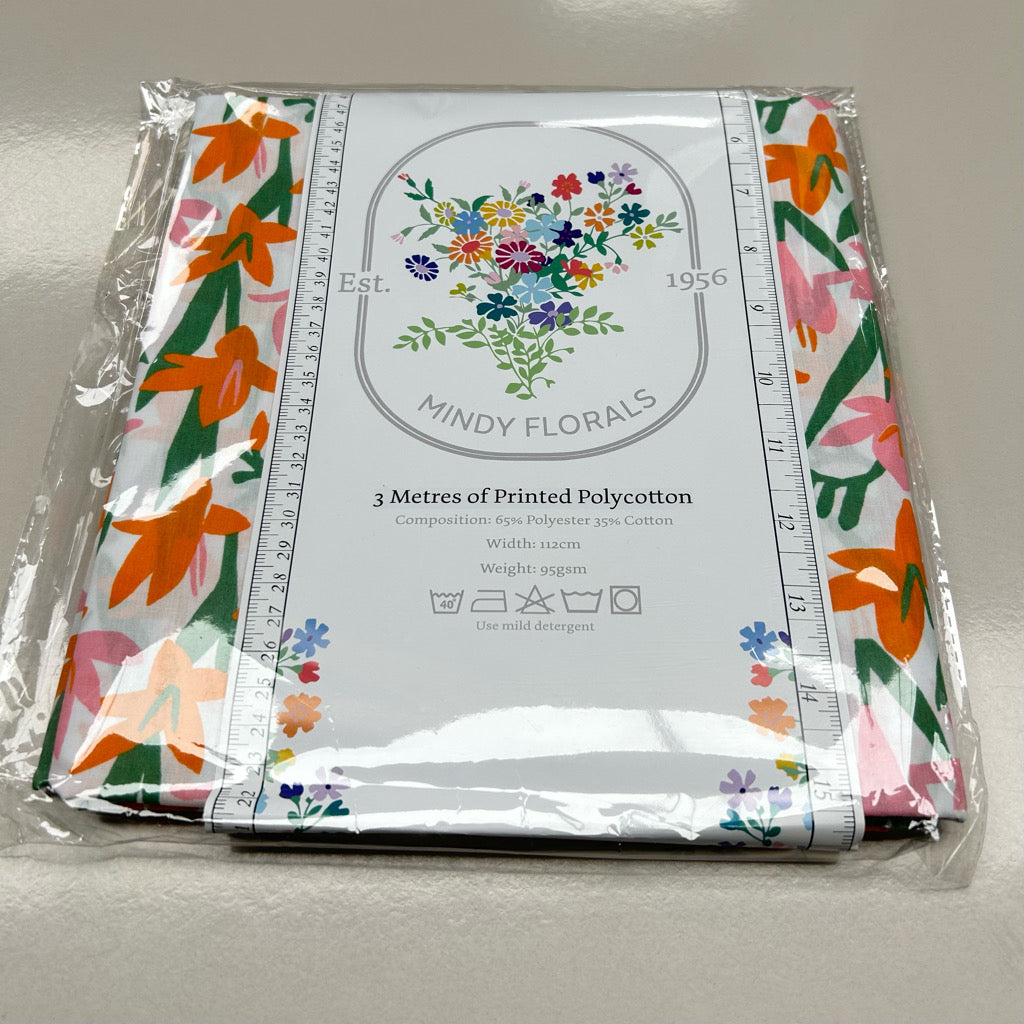 Joyful Bloom Polycotton Fabric - 3m Pre-cut