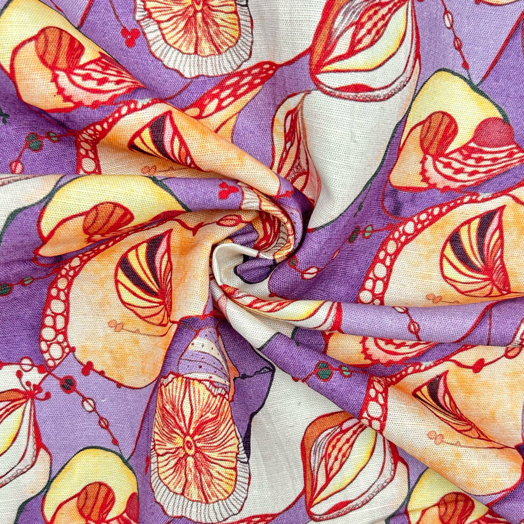 Retro Petal Bamboo Linen Blend Fabric
