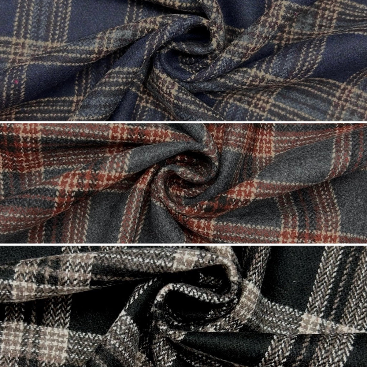 Retro Check Wool Blend Fabric