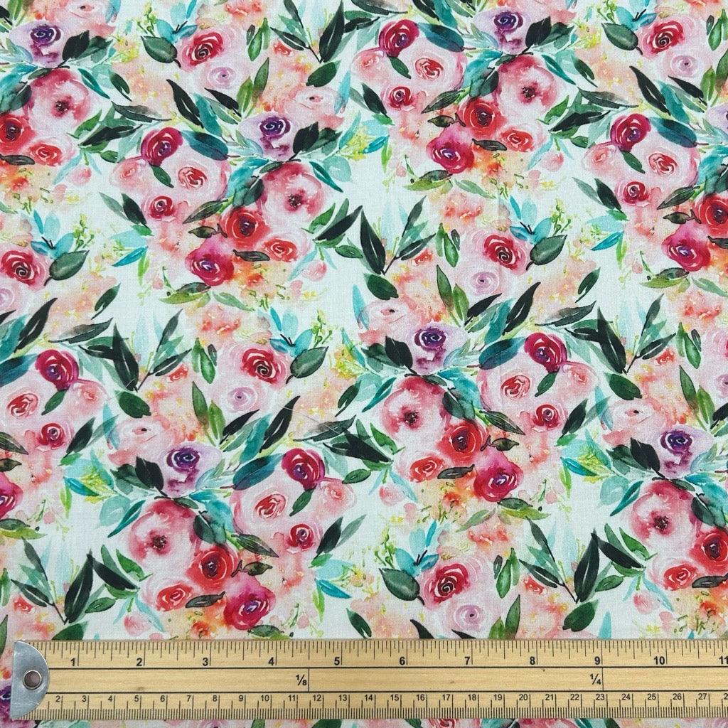 Rose Garden Viscose Challis Fabric - Pound Fabrics