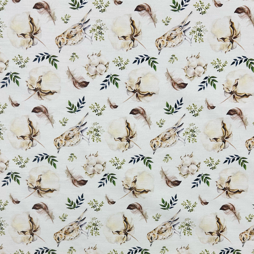 Birdsong Blooms Cotton Poplin Fabric