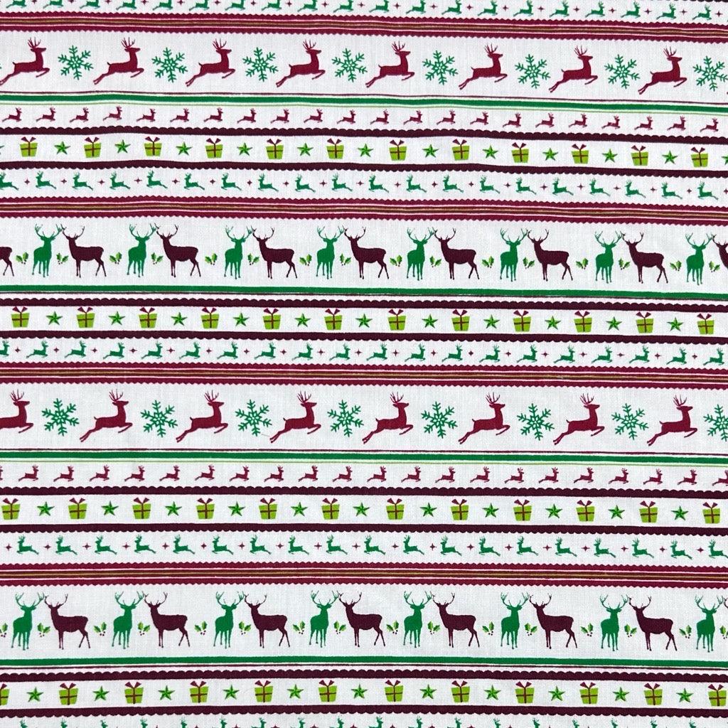 Reindeer Stripes Polycotton Fabric - Pound Fabrics