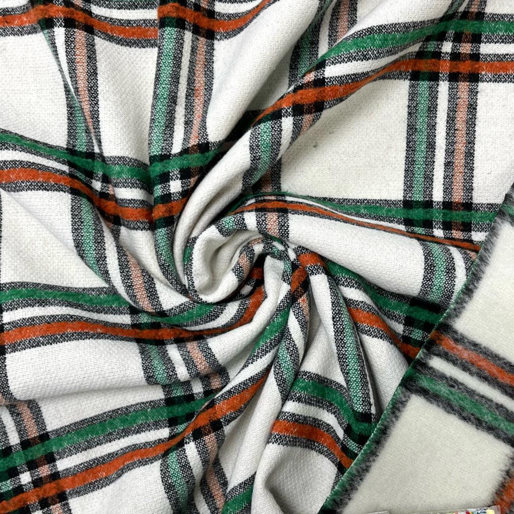 Orange/Green Large Checkered Wool Blend Fabric - 2 metres for £9.95 #32 - Pound Fabrics