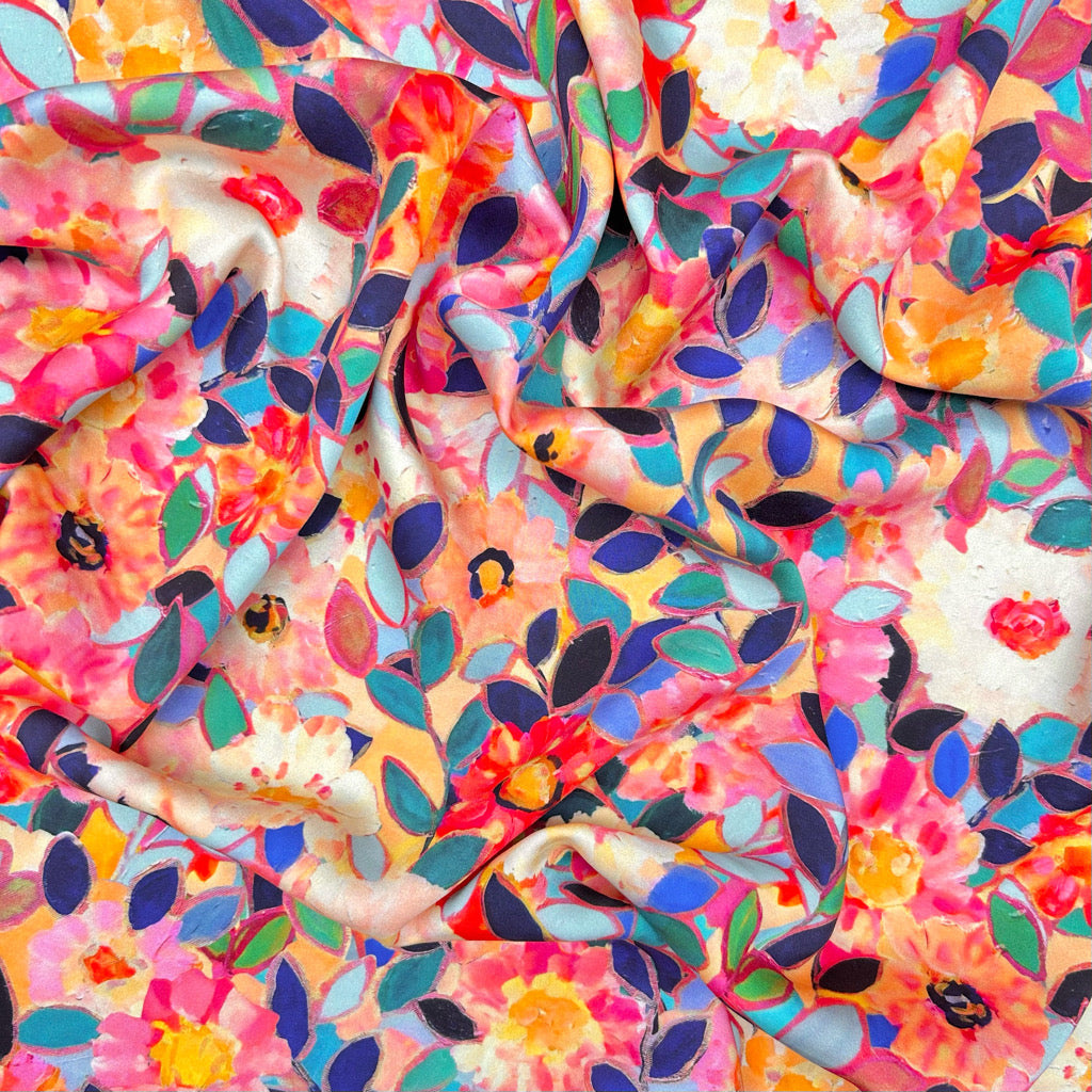 Blossom Burst Viscose Satin Fabric