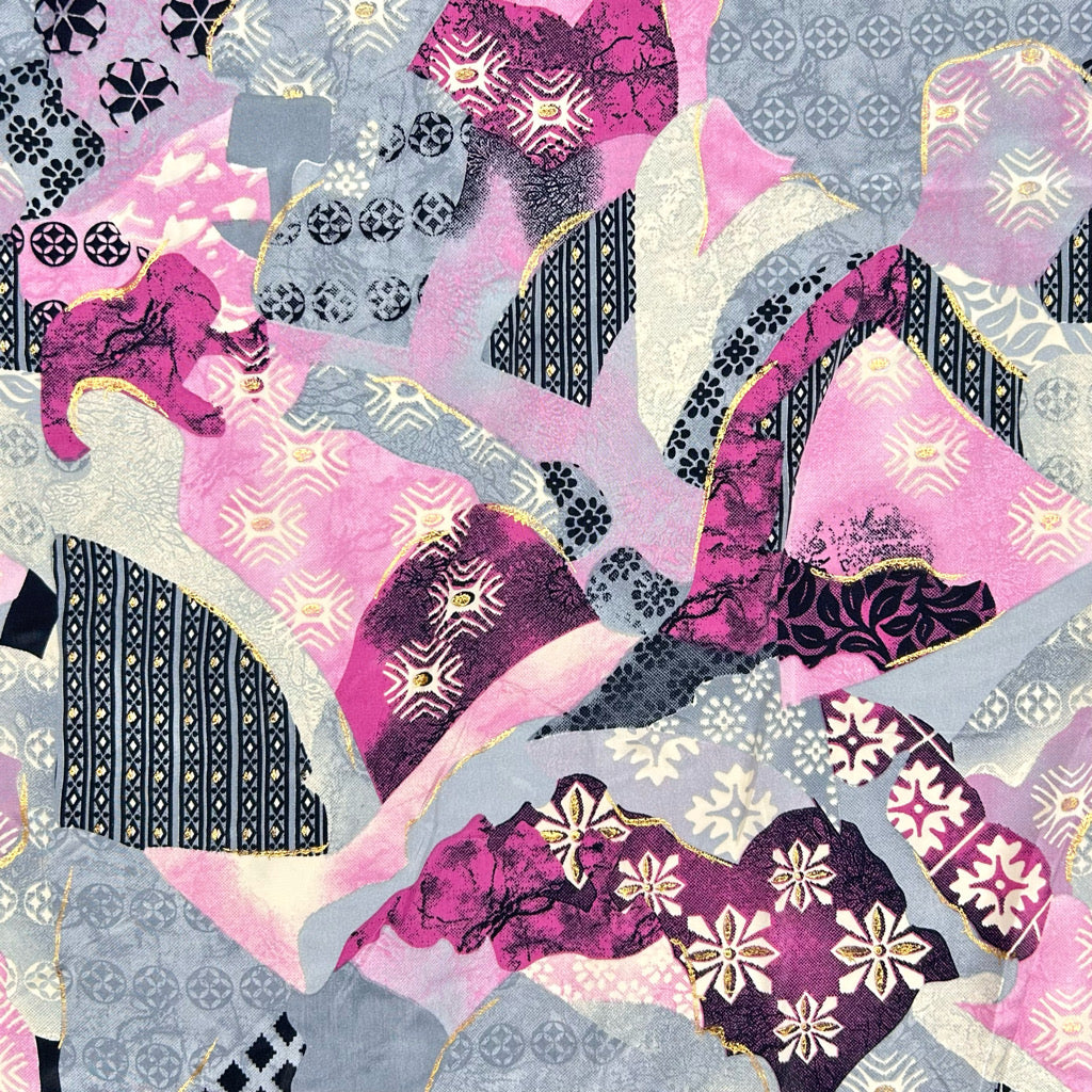 Mixed Panels Silky Polyester Fabric
