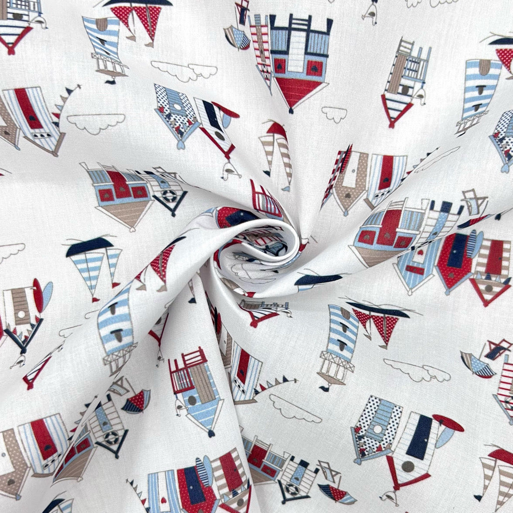 Beach Huts Polycotton Fabric