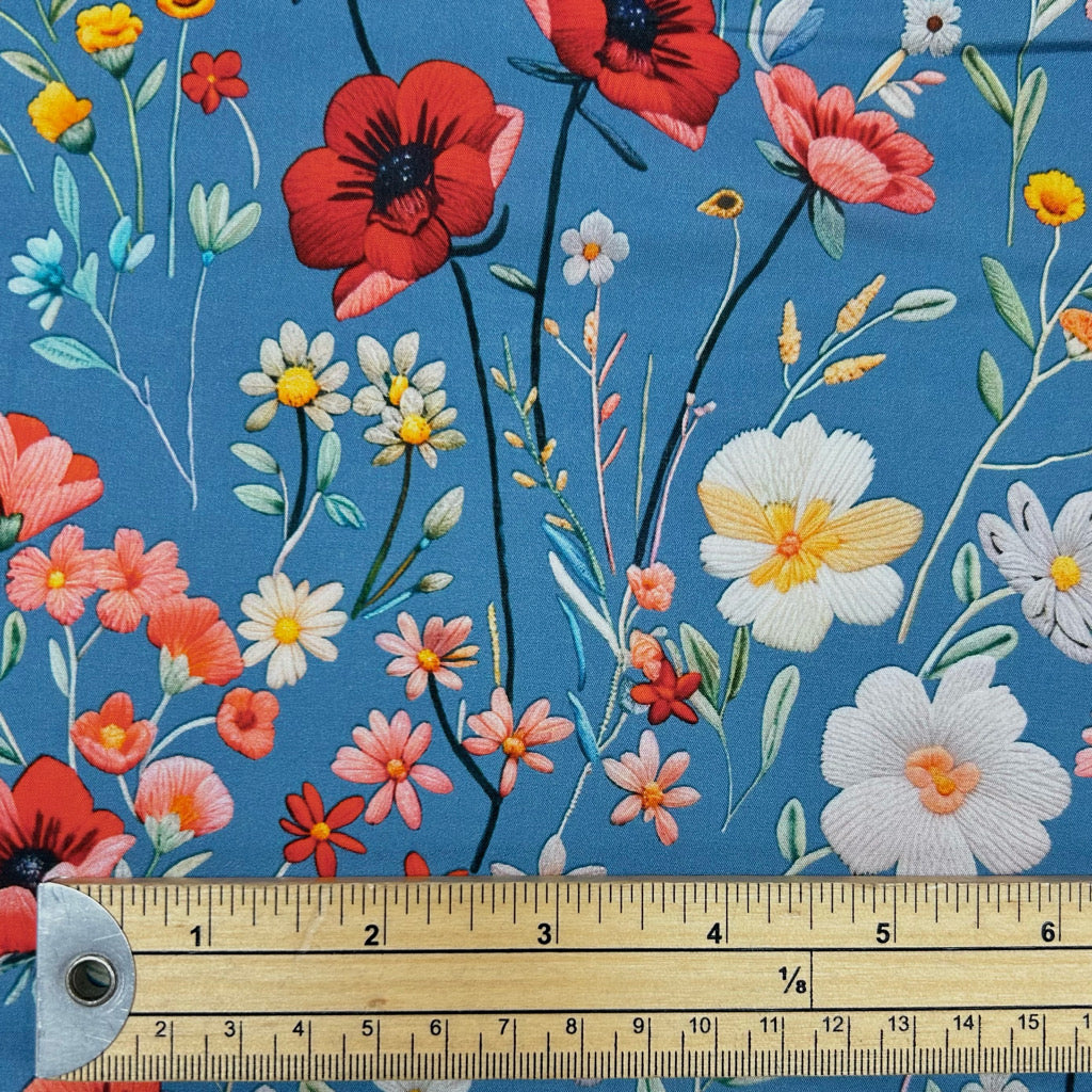 Poppy and Daisy Meadow Cotton Lawn Fabric
