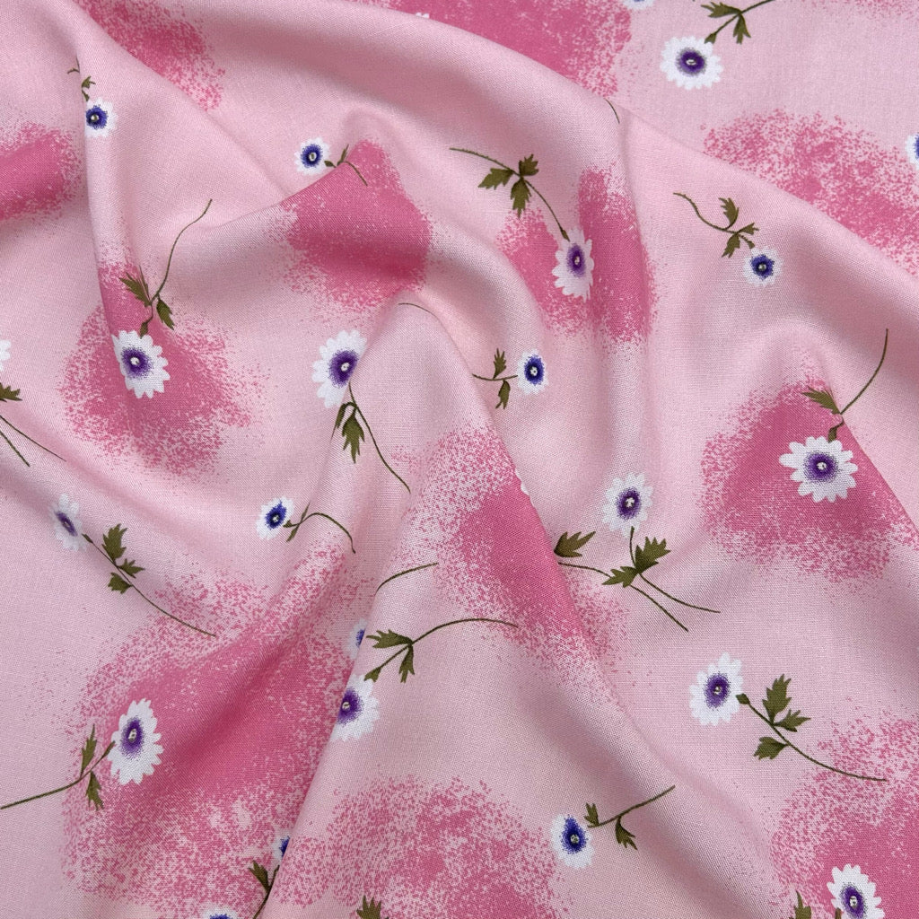 Airbrushed Flowers Viscose Challis Fabric