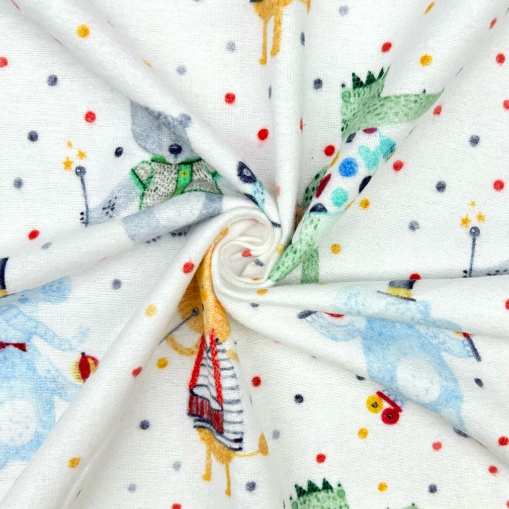 Animal Circus Brushed Cotton Fabric