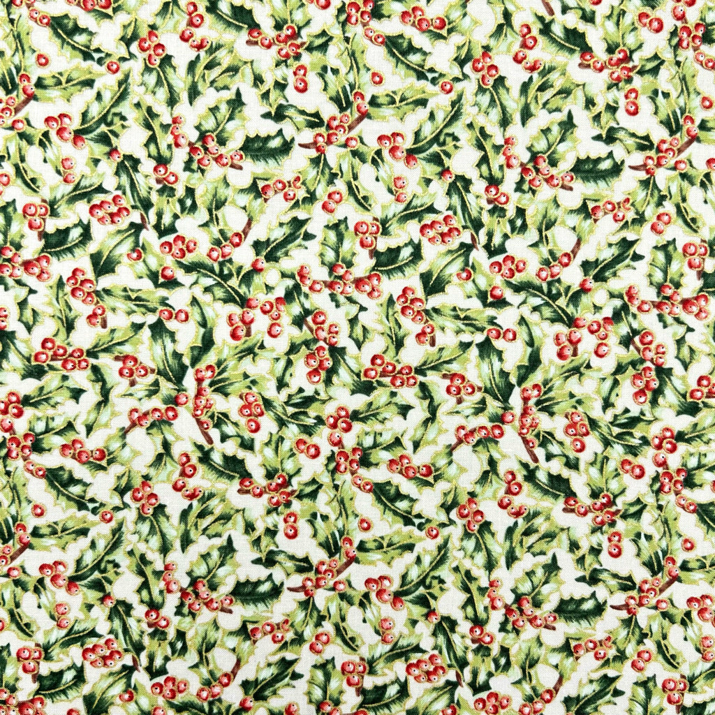 Holly Berry Christmas Cotton Fabric