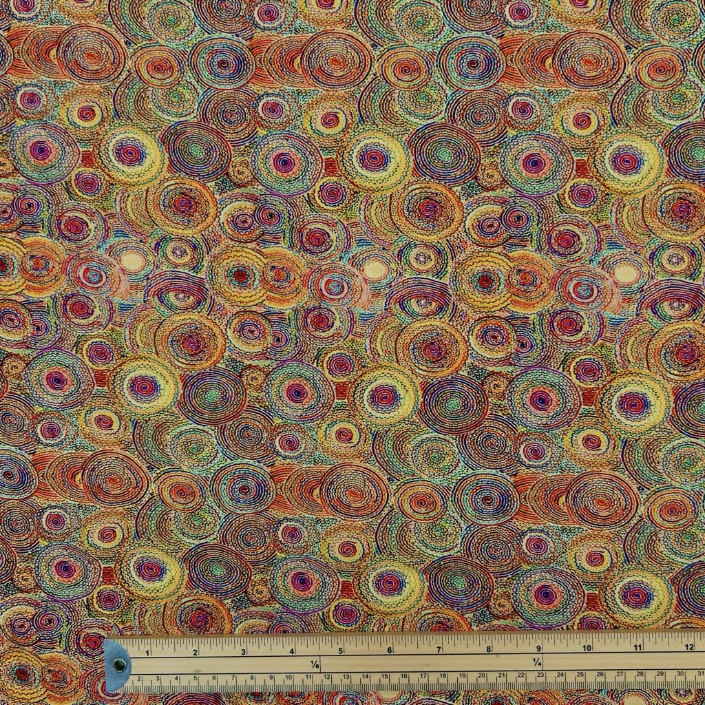 Colourful Circles Bamboo Silkette Fabric