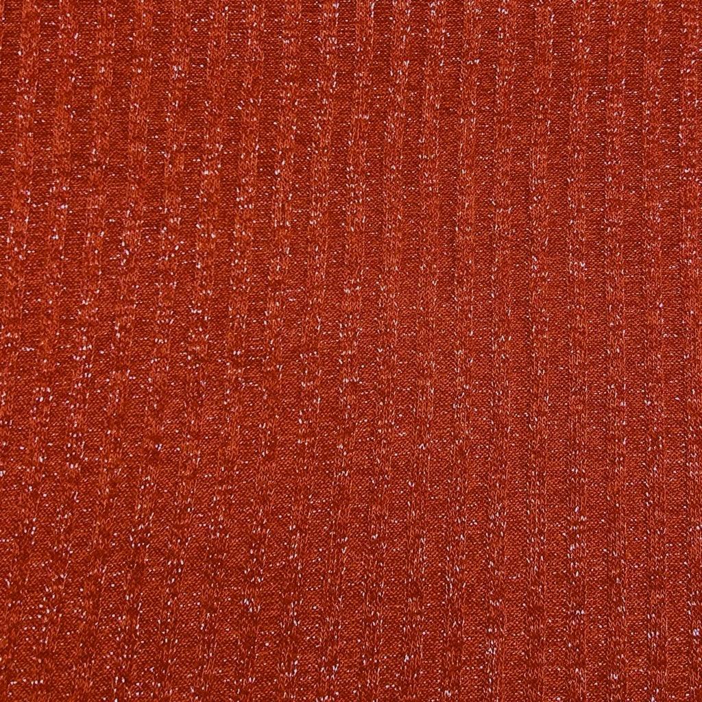 Burnt Orange Lurex Ribbed Jersey - Pound Fabrics