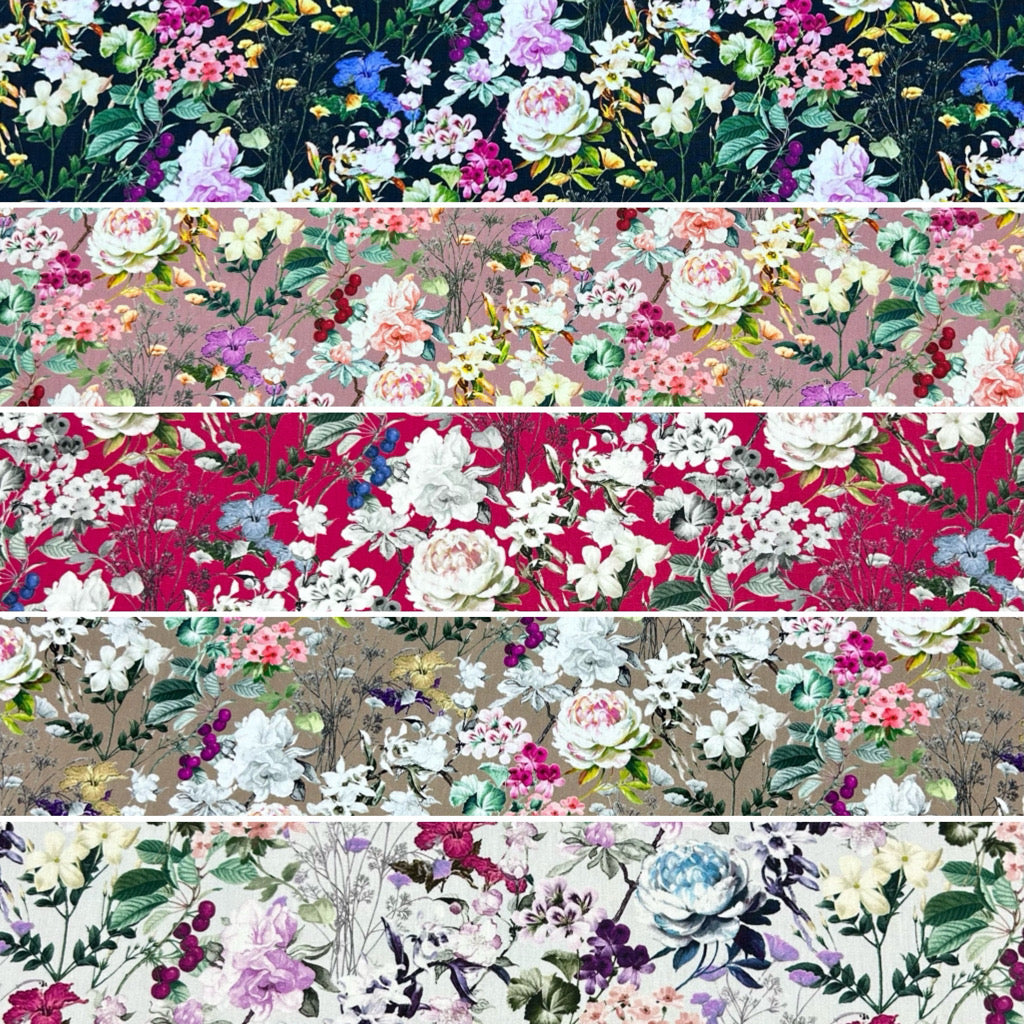 Spring Roses Rose &amp; Hubble Cotton Poplin Fabric - Pound Fabrics