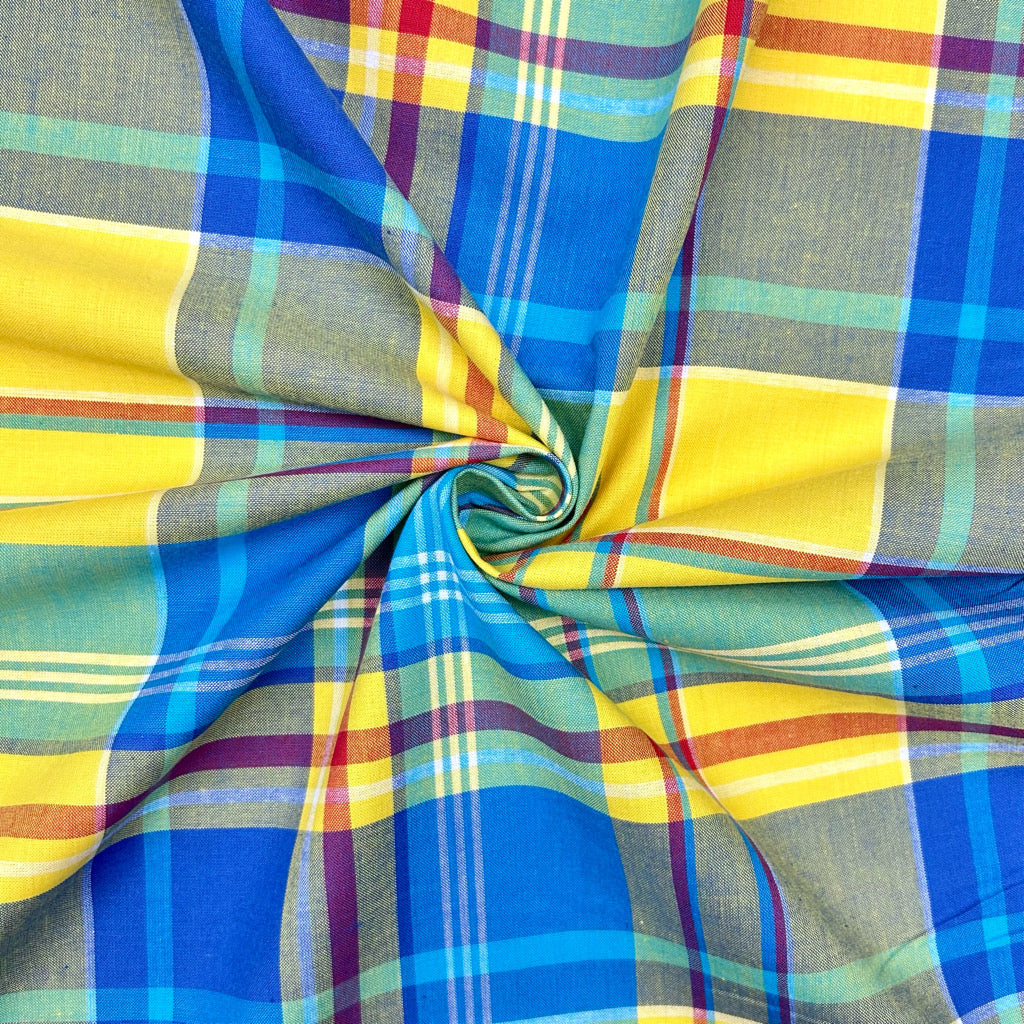 Blue Madras Check Cotton Fabric
