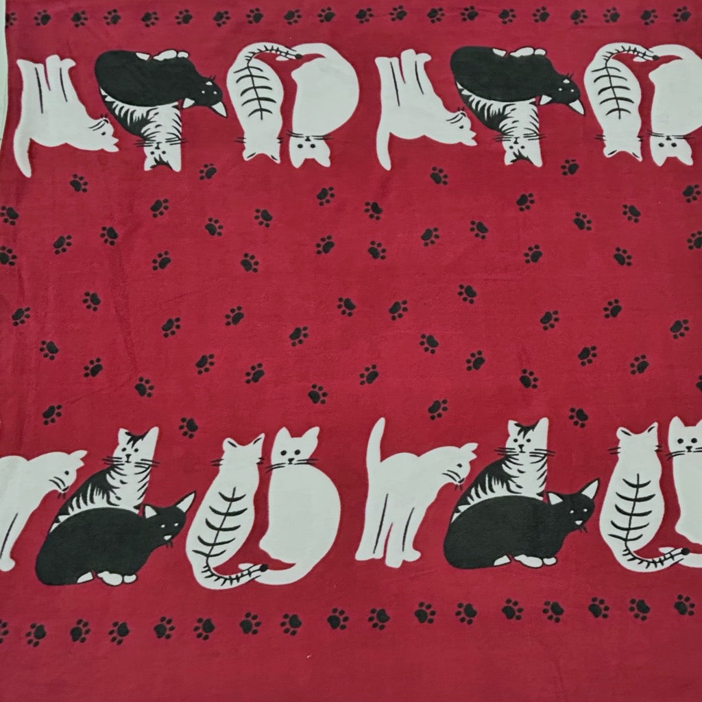 Cats on Red Anti Pill Polar Fleece Fabric