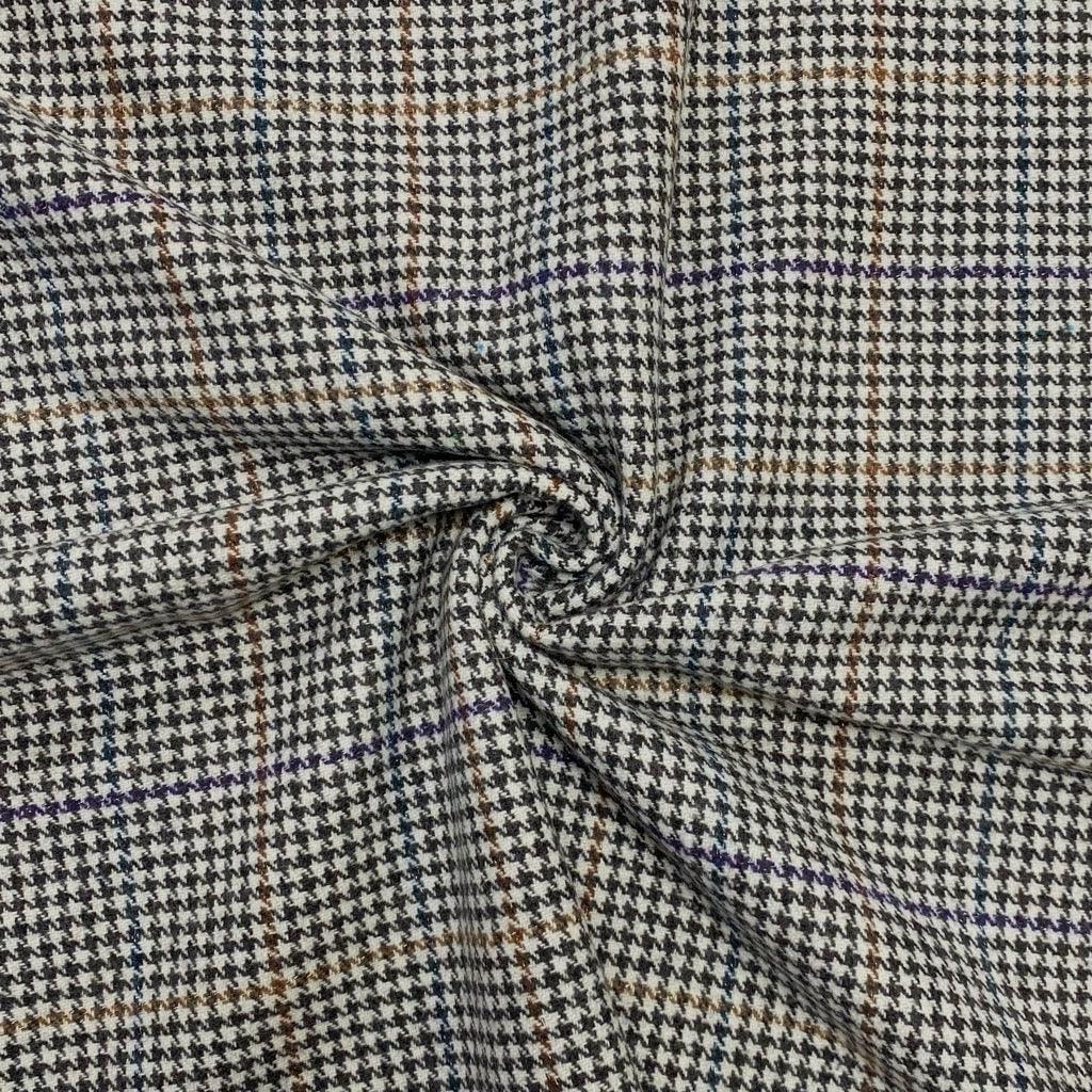 Purple/Brown Checkered Dogtooth Wool Blend Fabric - 2 metres for £9.95 #9 - Pound Fabrics