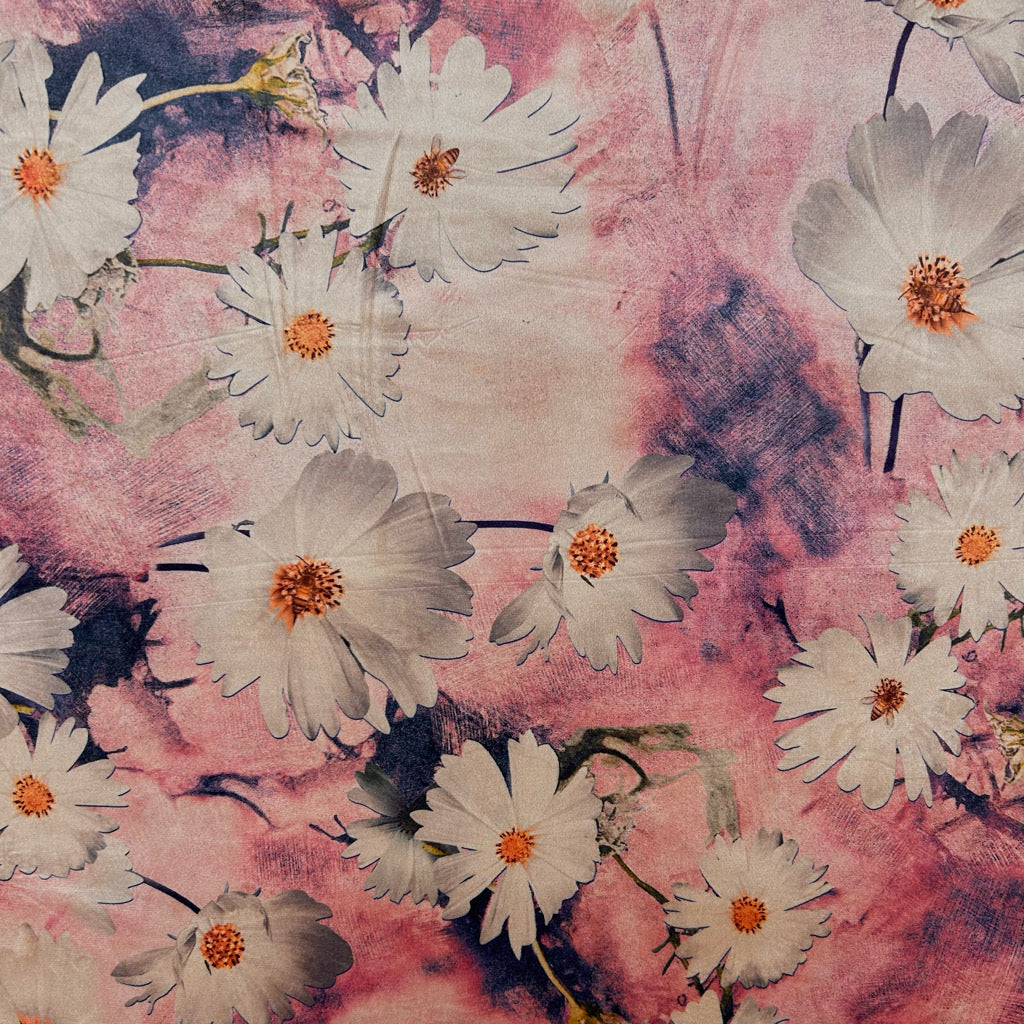 Vintage Daisy Stretch Velvet Fabric