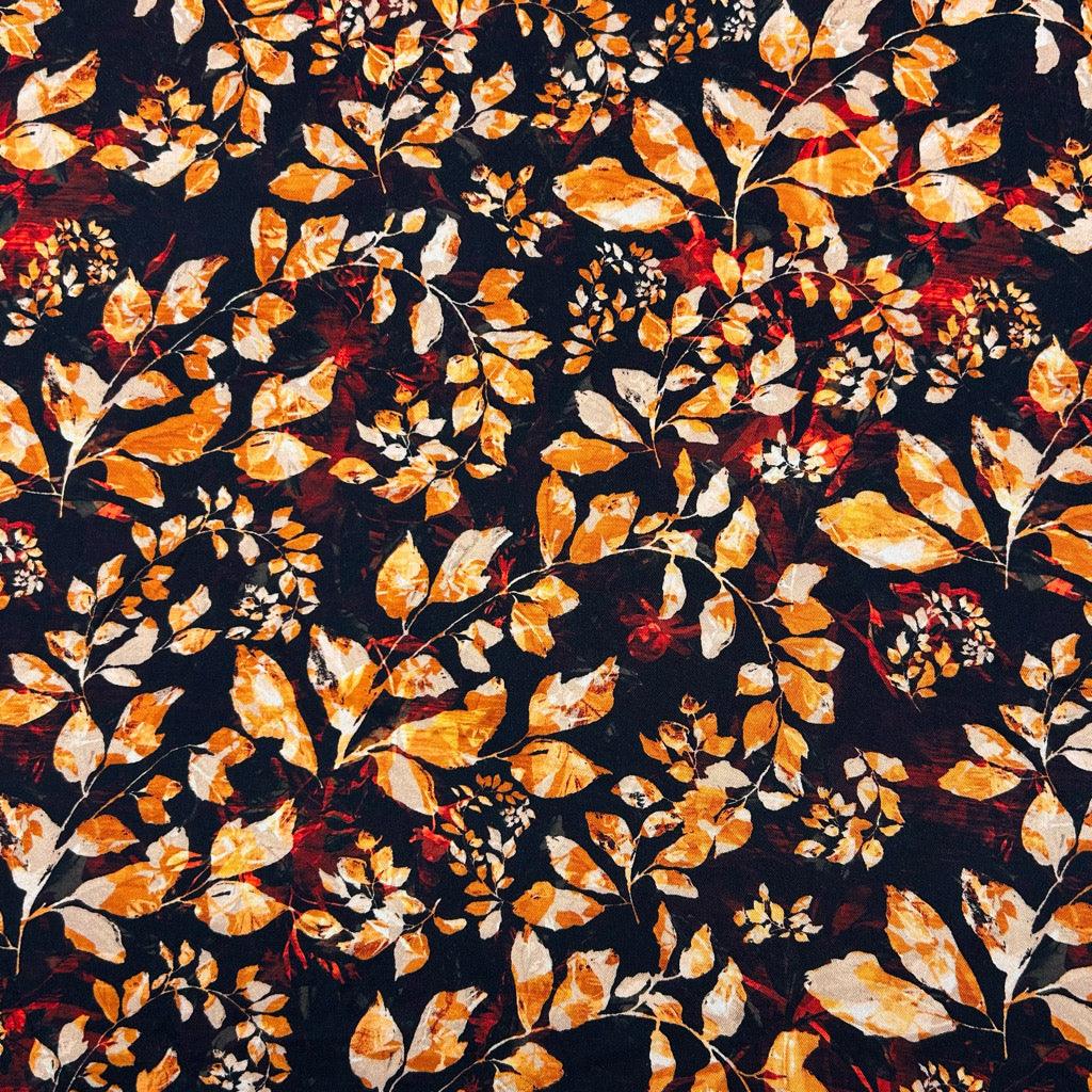 All Over Leaves Viscose Twill Fabric - Pound Fabrics