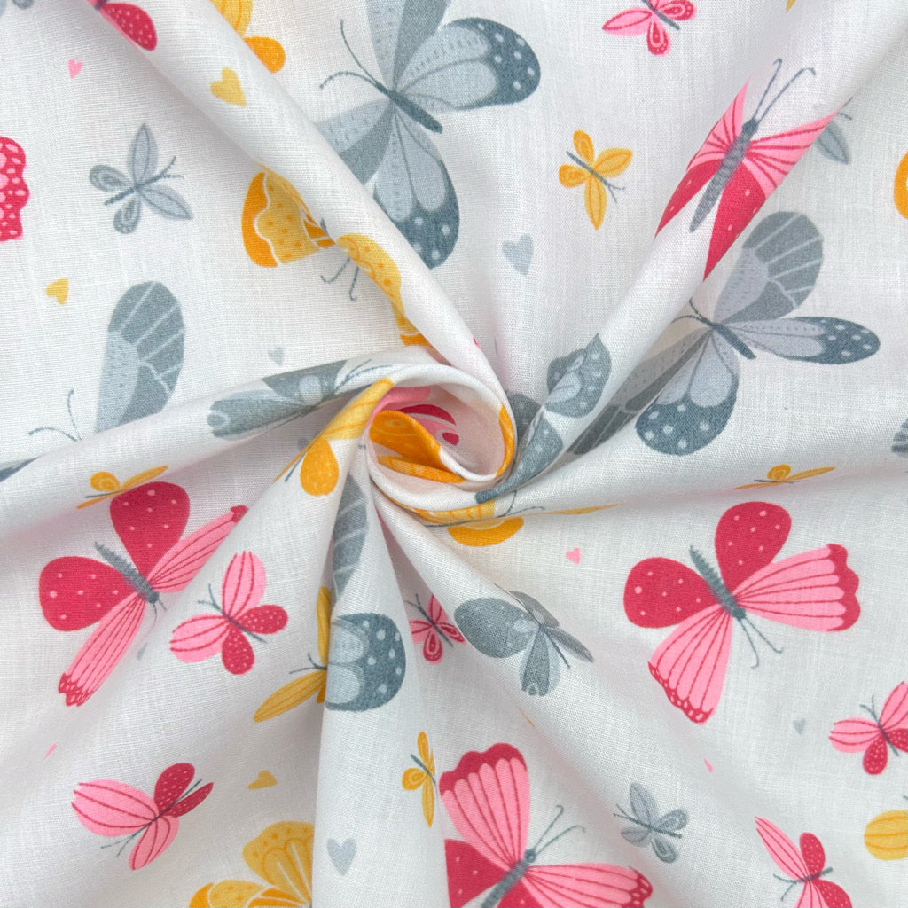 Pastel Butterflies Polycotton Fabric