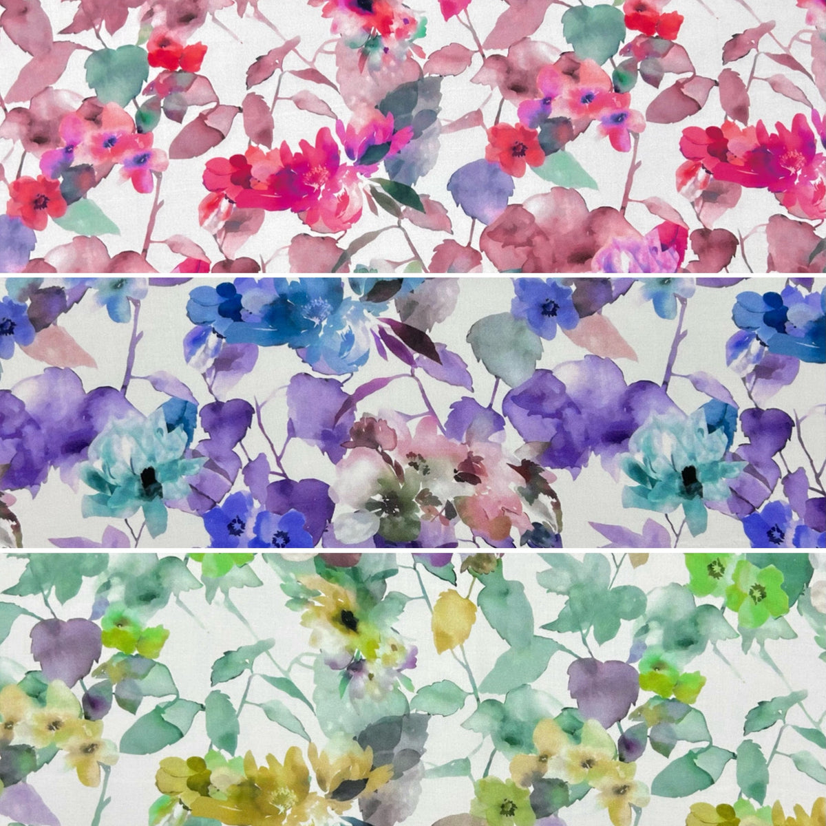 Wild Watercolour Viscose Satin Fabric
