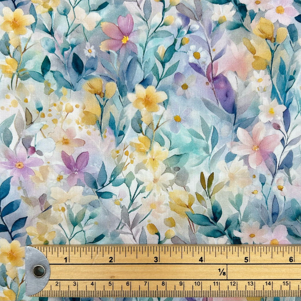 Pastel Watercolour Cotton Lawn Fabric
