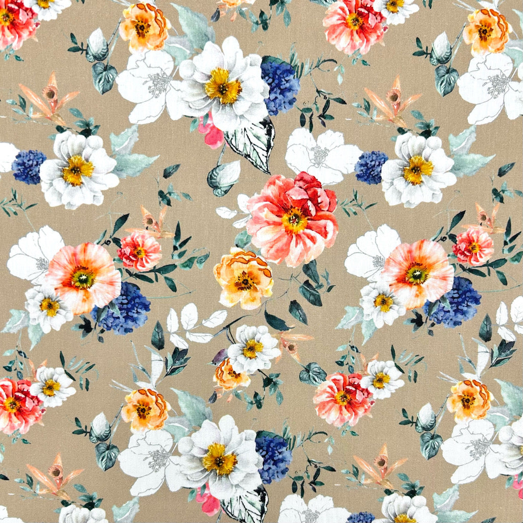 Floral Crush Rose & Hubble Cotton Poplin Fabric