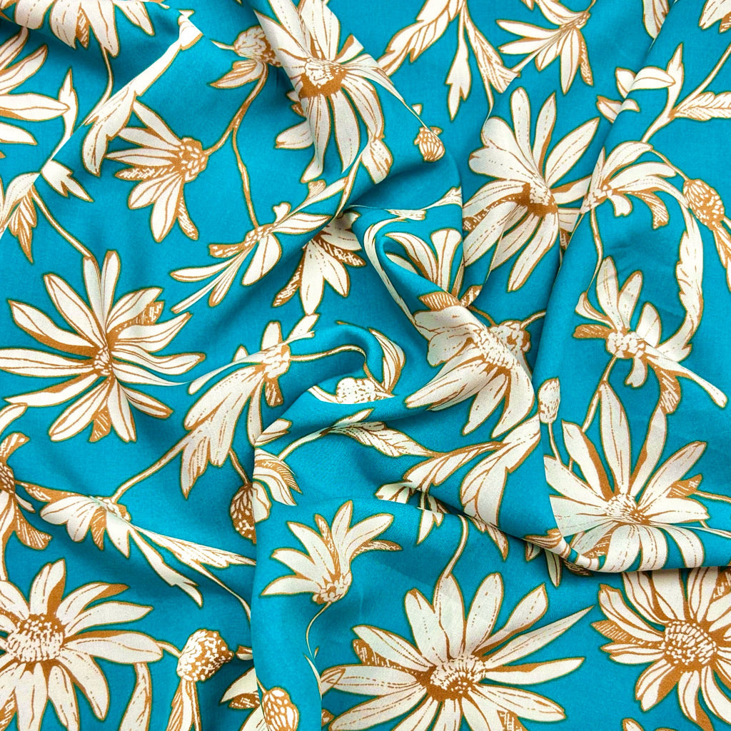Daisy Waves Viscose Fabric