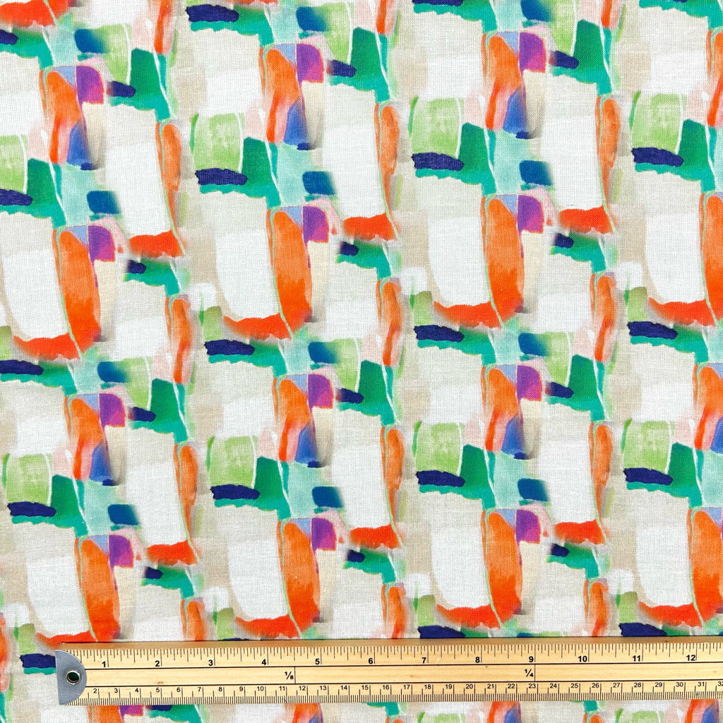 Pastel Waves Cotton Linen Blend Fabric