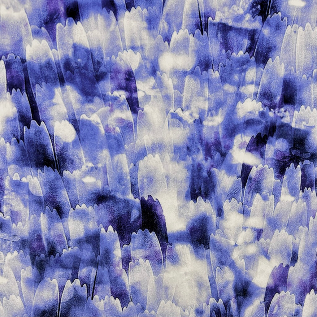 Watercolour Feathers Stretch Velvet Fabric
