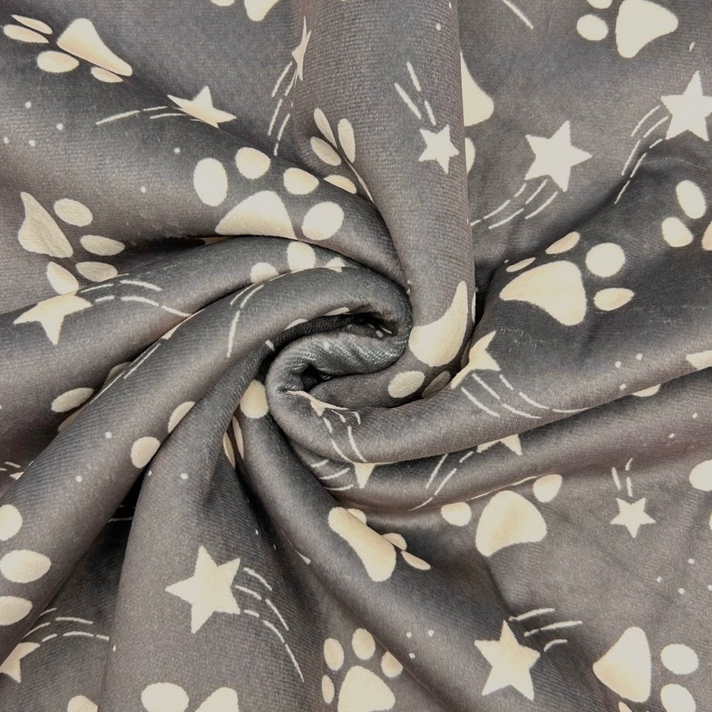 Paw and Star Sherpa Fur Backed Fleece Fabric