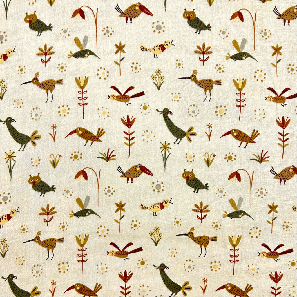 Birdsong Blossom Flat Double Gauze Fabric