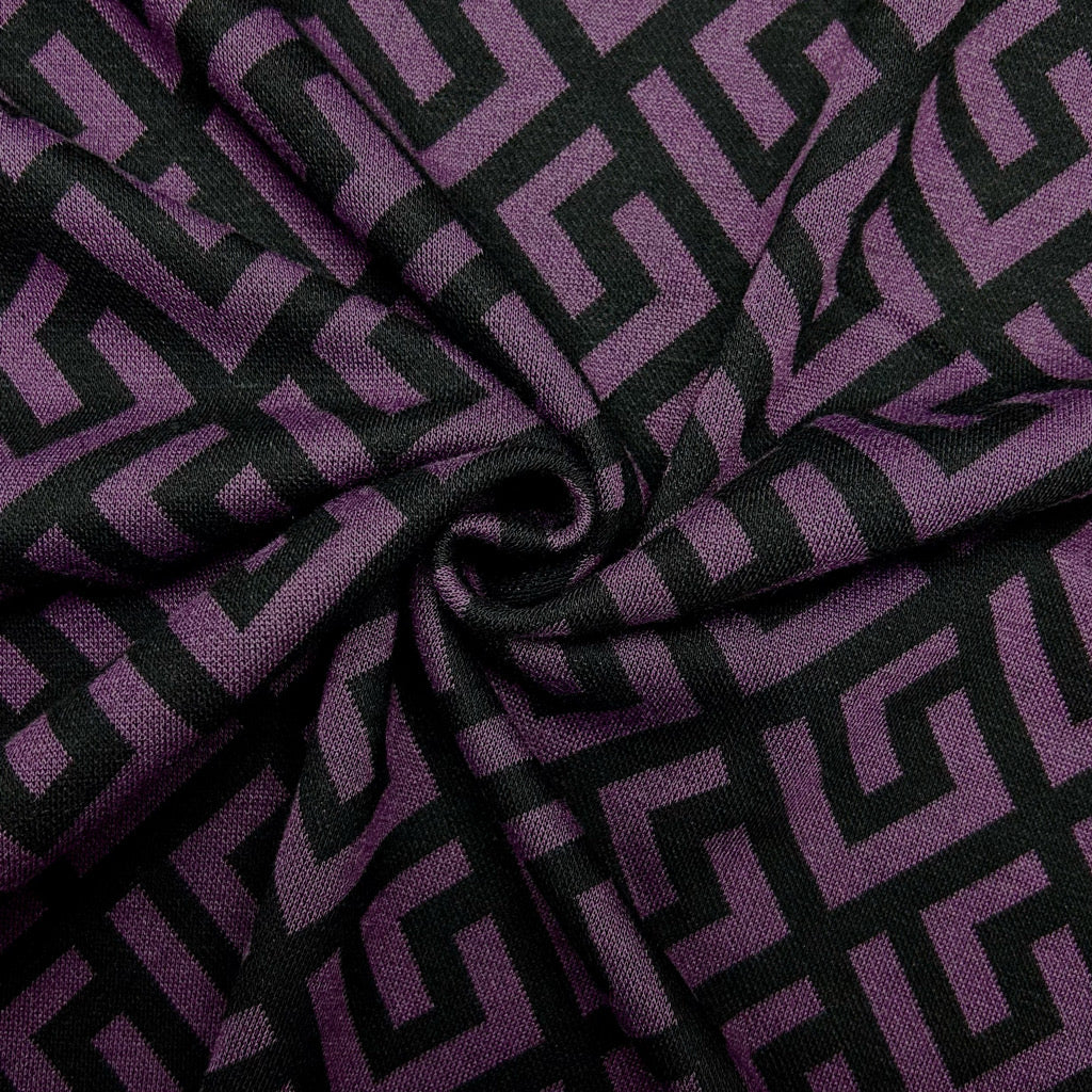 Line Grid Knit Jersey Fabric