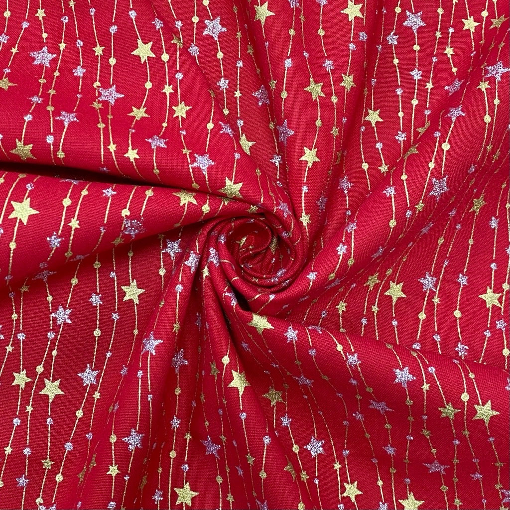 Gold and Silver Stars Cotton Fabric