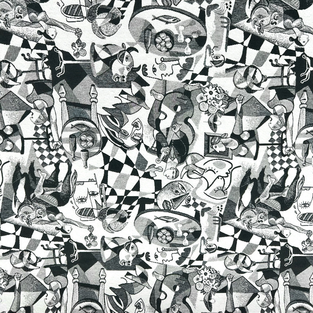 Black and White Abstract Print Tapestry Fabric - Pound Fabrics