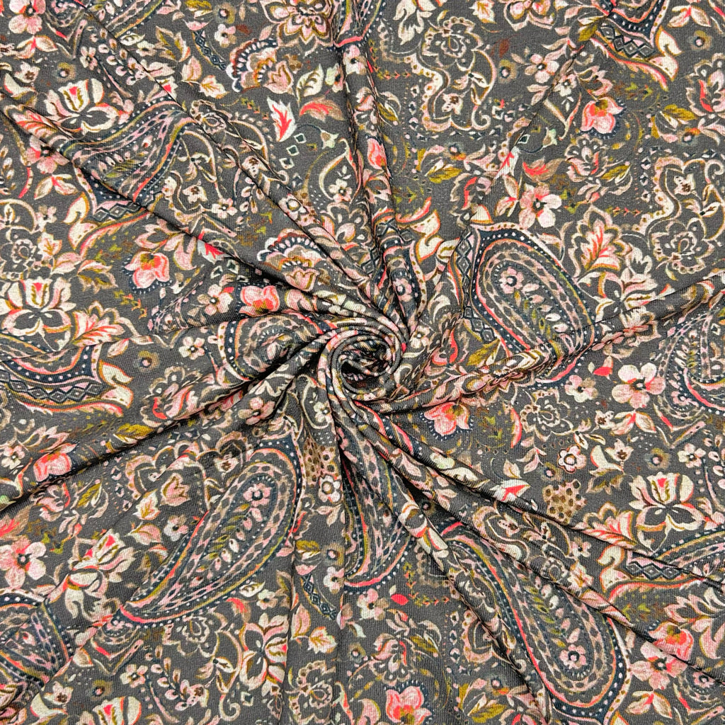 Paisley Floral Viscose Jersey Fabric