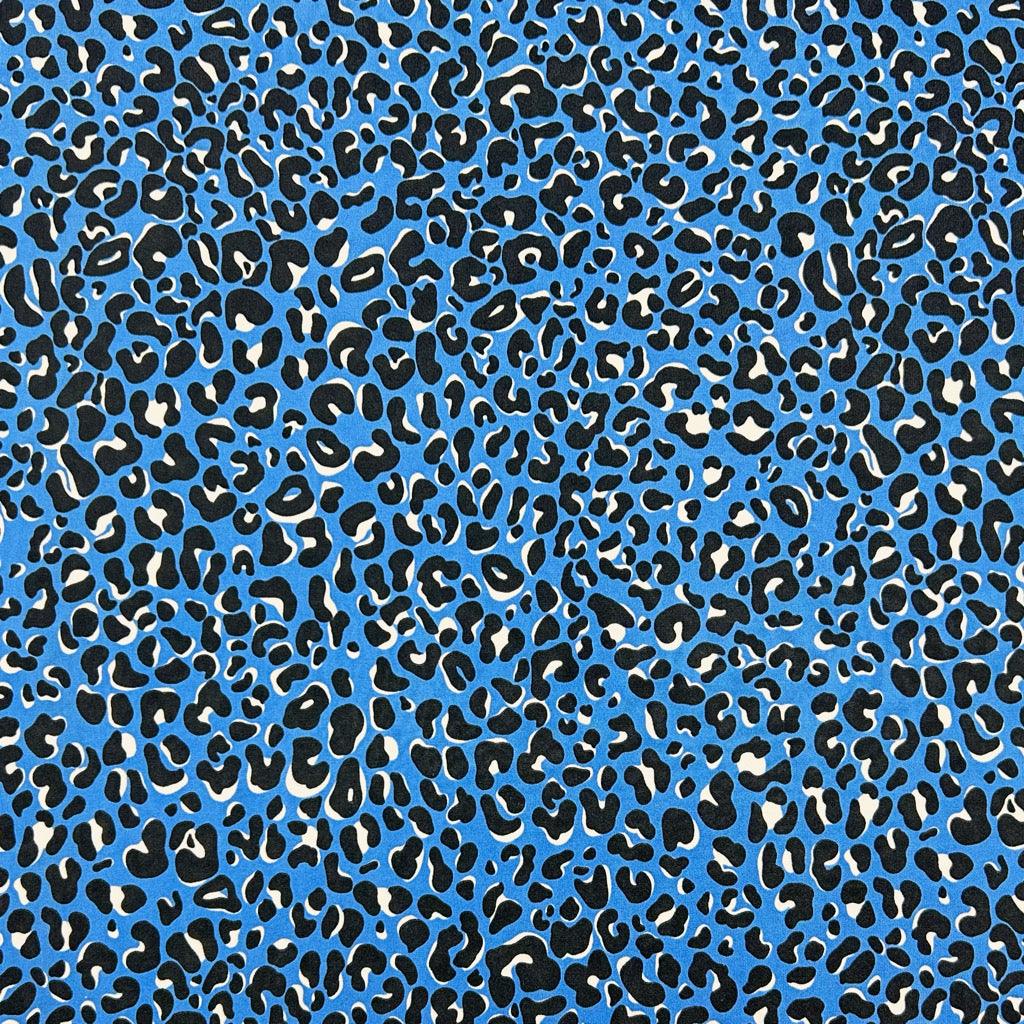 Blue Cheetah Print Jersey Fabric - Pound Fabrics