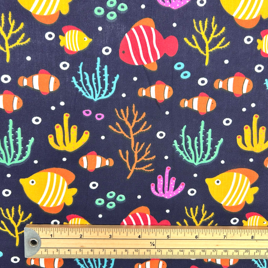 Bubble Fish Polycotton Fabric