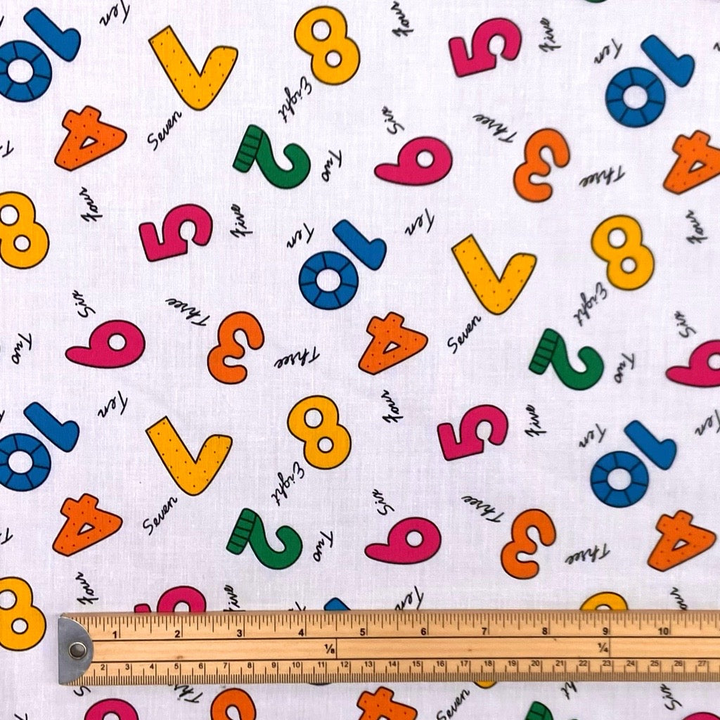 Number Blocks Polycotton Fabric - Pound Fabrics