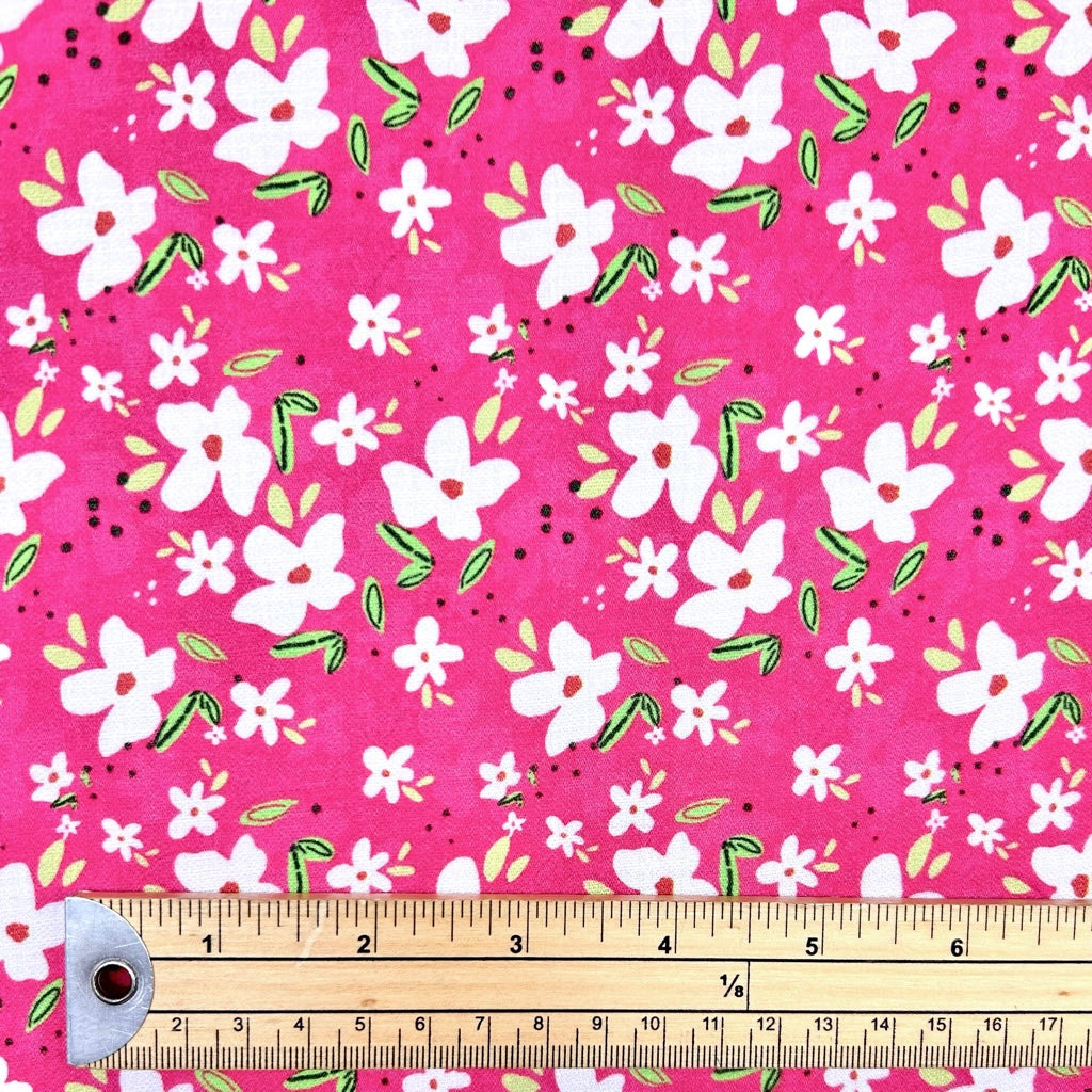 Pink Daisy Polyester Fabric