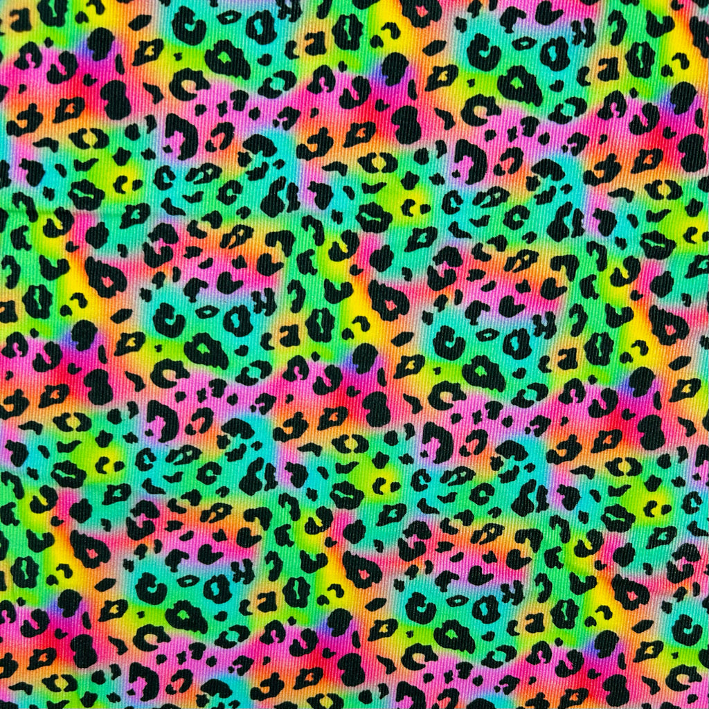 Rainbow Leopard Needlecord Fabric