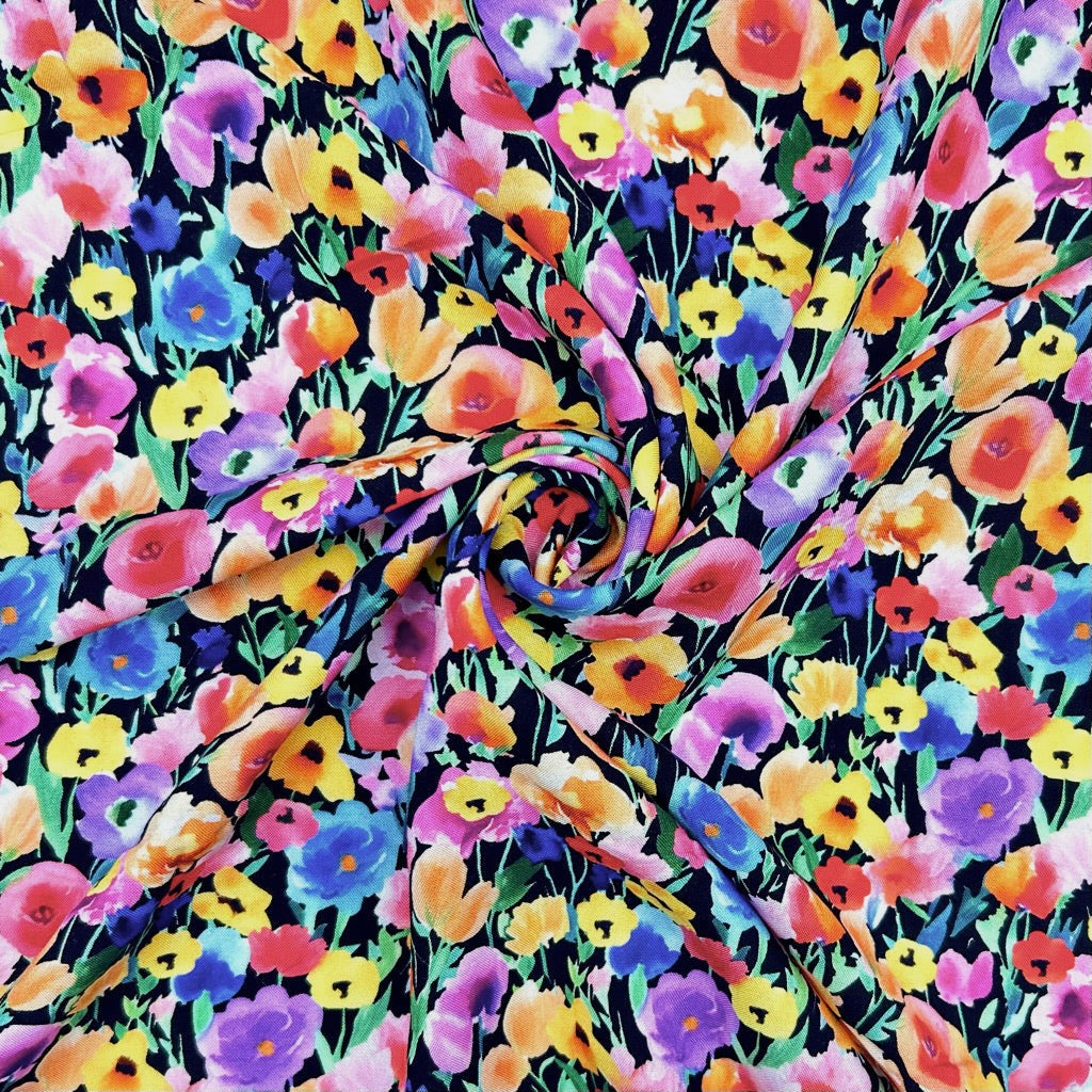 Electric Garden Viscose Challis Fabric