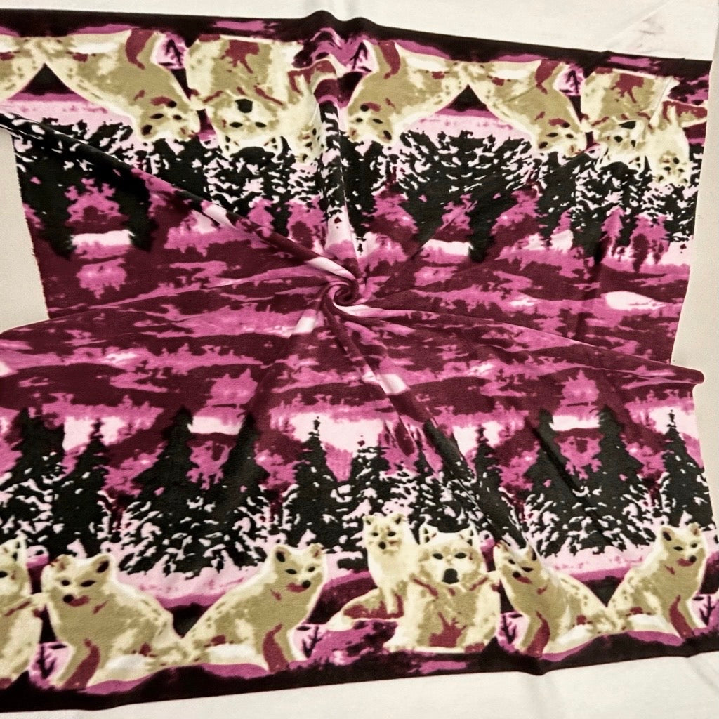 Foxes on Pink Anti Pill Polar Fleece Fabric